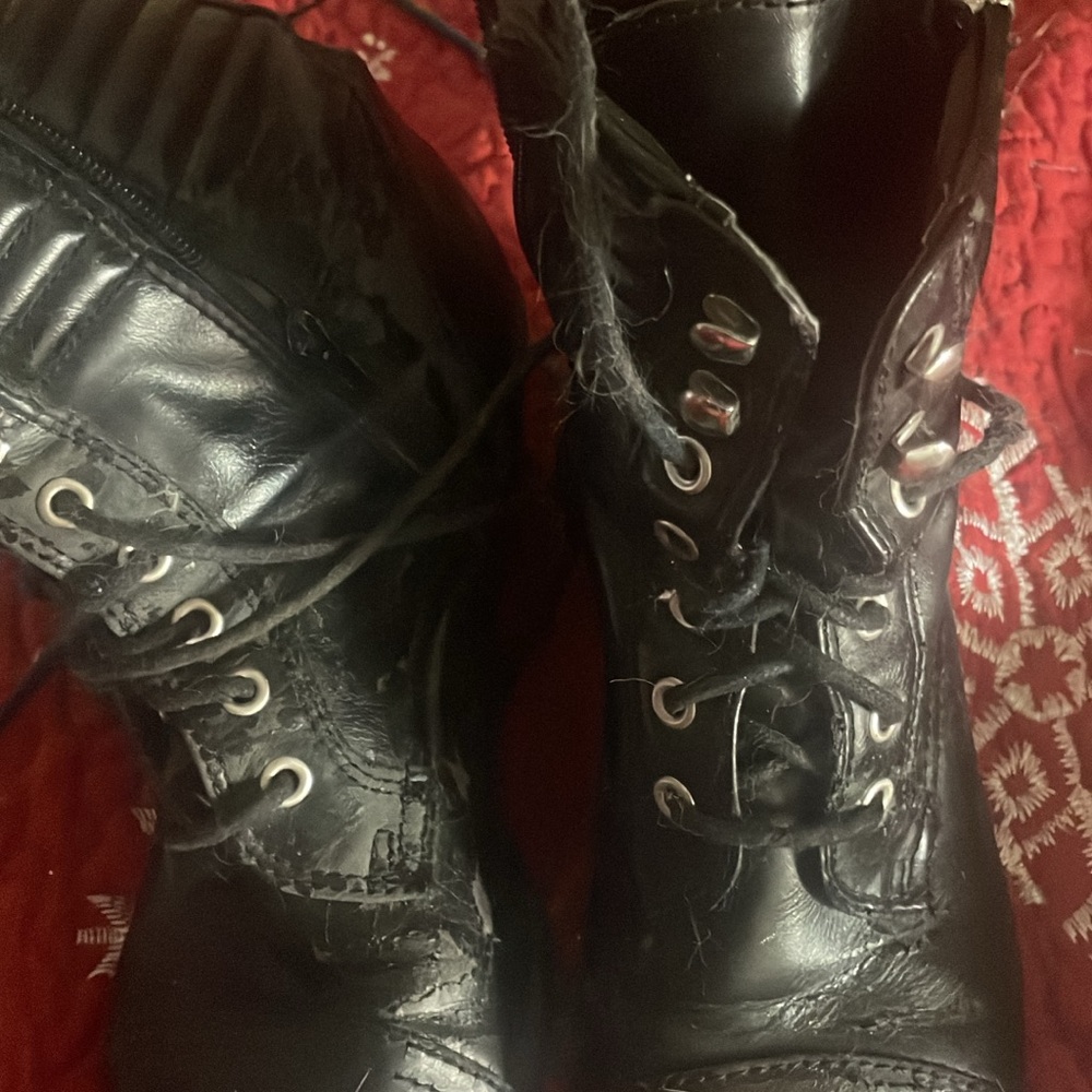 Black Lace-Up Combat Boots